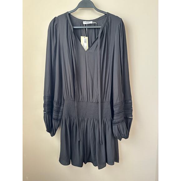 $465 Ramy Brook Rosey Dress Womens Size S Black Mini Long Sleeve V Neck New - Picture 2 of 9